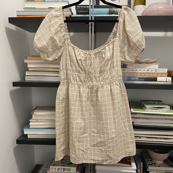 gingham puff sleeve dress - Picture 1 of 4